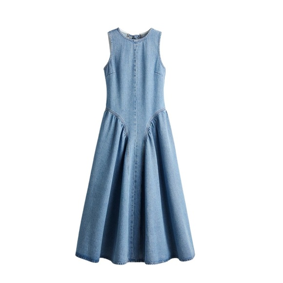 H&M | Viral Sold Out Denim Open-Back Dress | Size XL - Picture 1 of 7